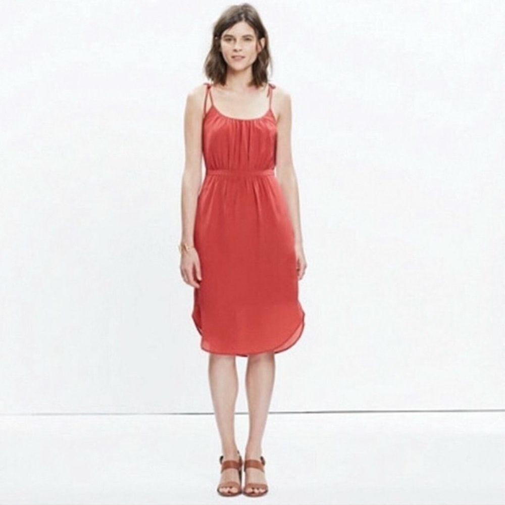 Madewell Silk Skyway Cami Burnt Orange Dress